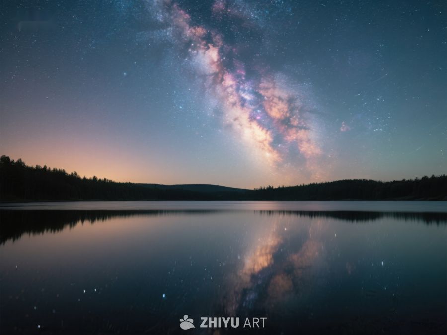 银河映湖夜景 536