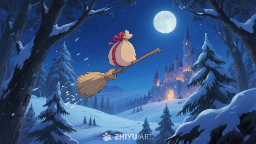 雪夜飞行的扫帚与城堡 375