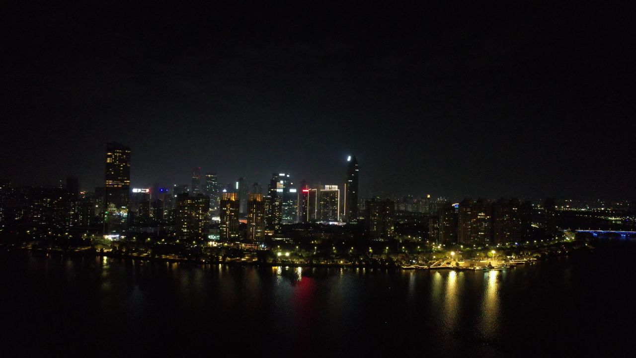 广东惠州城市夜景灯光航拍