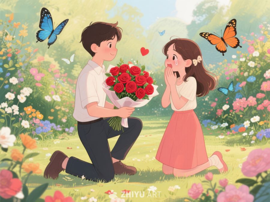 花园中求婚的浪漫瞬间 374