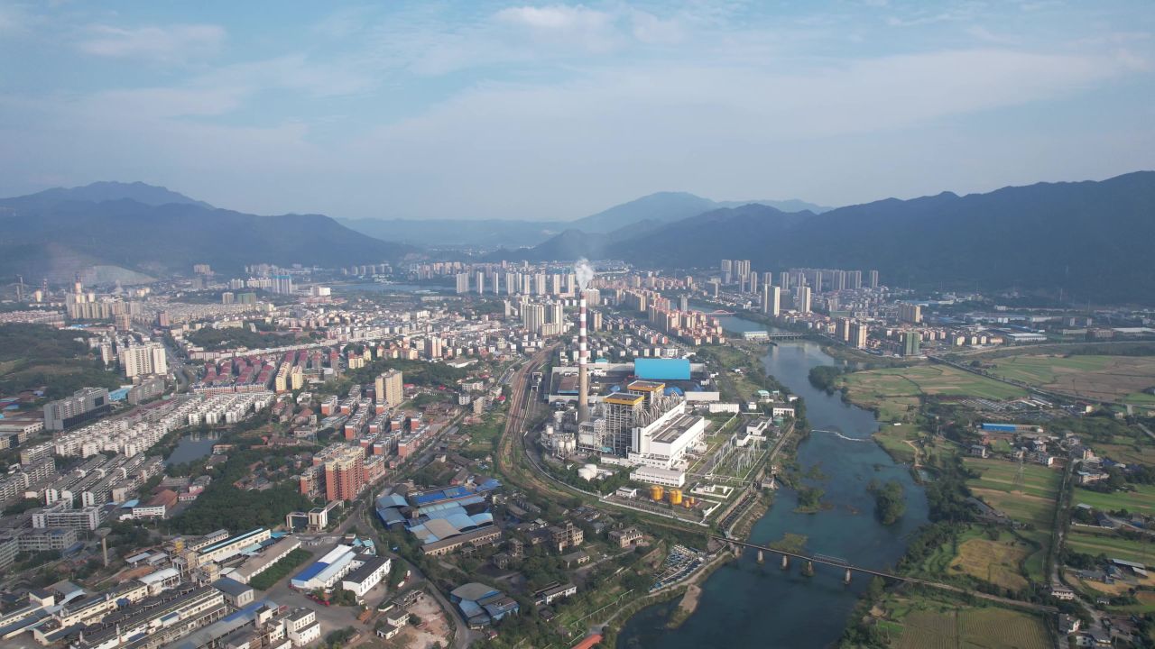 湖南资兴城市风光航拍  