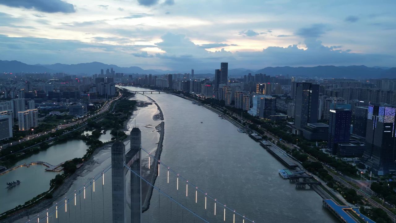  航拍福建福州鼓山大桥夜景