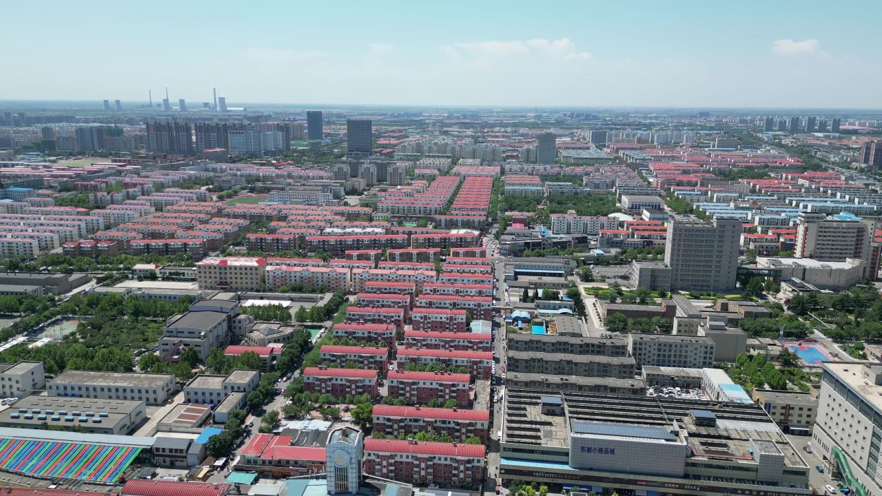 航拍山东东营城市建设东营风光