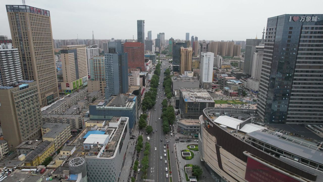  河北石家庄城市风光交通车辆航拍