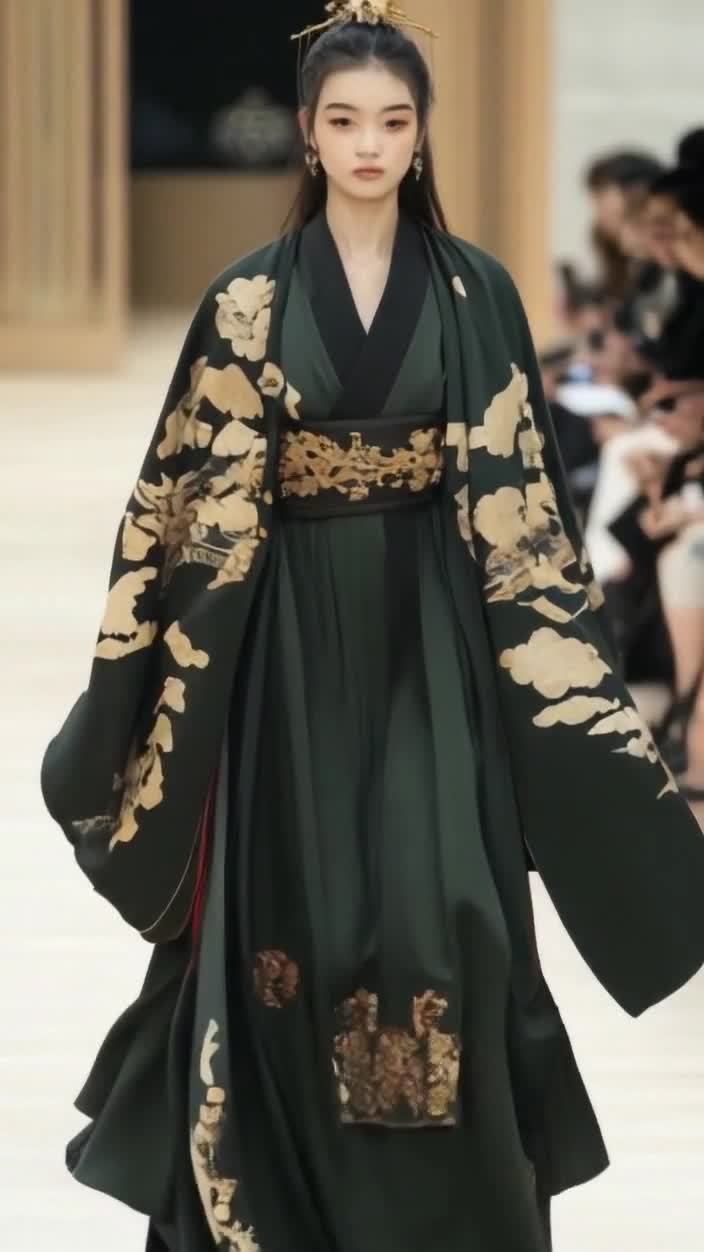时装秀上的古典优雅汉服女性