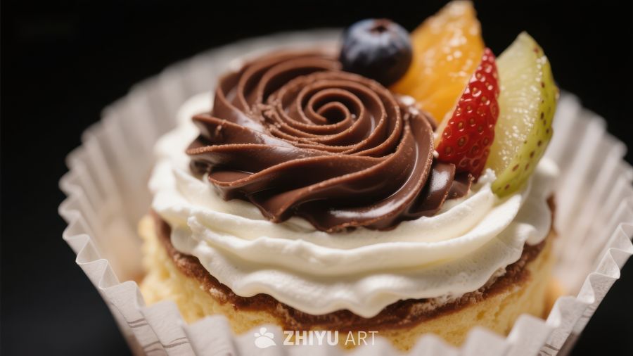 巧克力奶油水果纸杯蛋糕