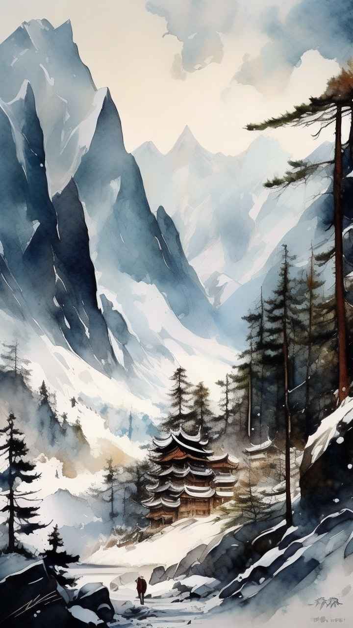 雪山高原冰川插画 56