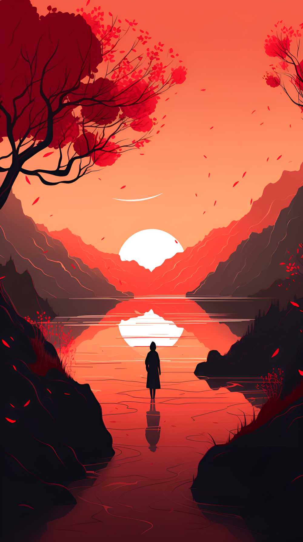 红色唯美背景意境