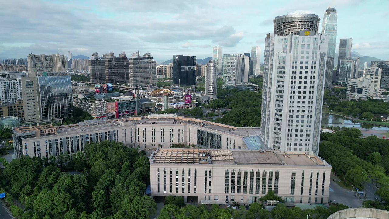 航拍浙江台州城市建设台州风光 