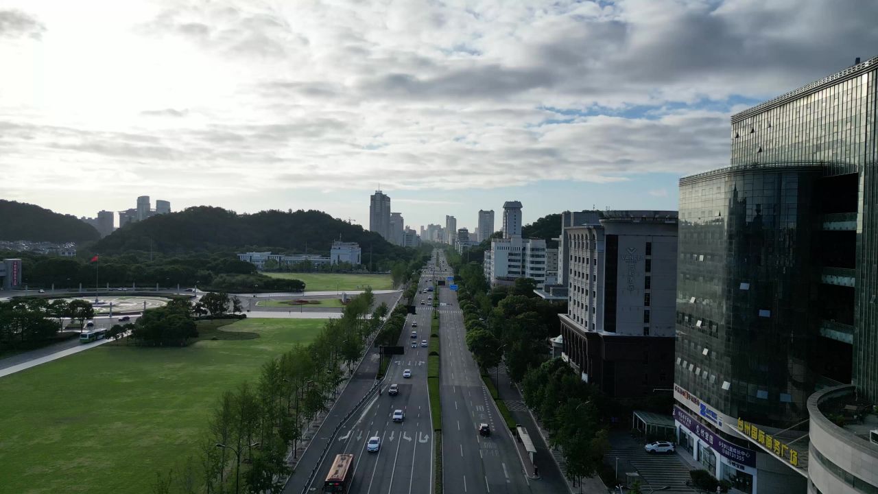航拍浙江台州城市建设台州风光 