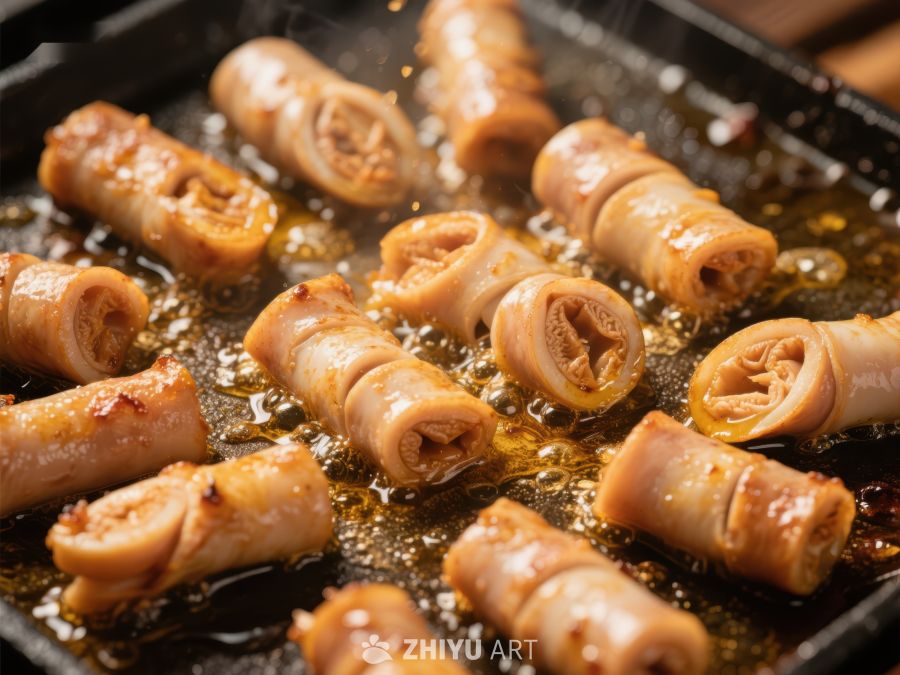 煎锅上的美味脆肠