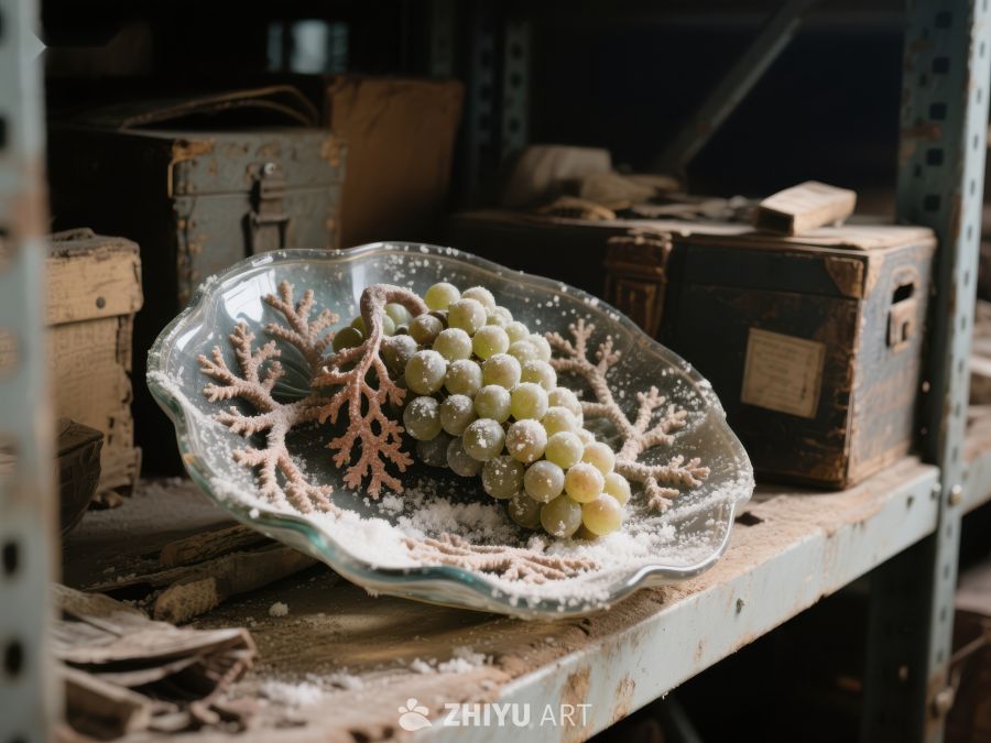 霜冻葡萄与珊瑚装饰盘 573