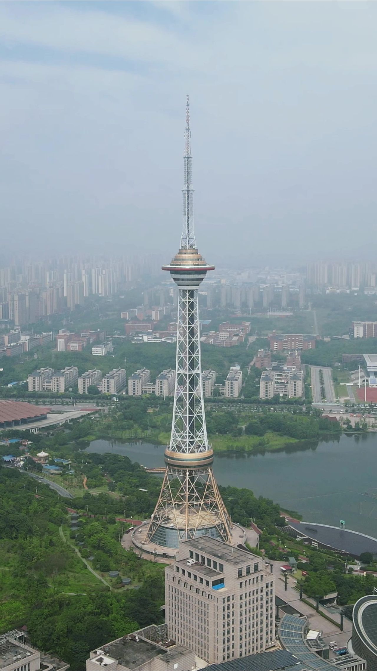 航拍湖南株洲地标神农坛 