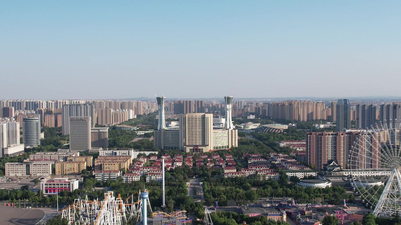 山东潍坊人民广场航拍