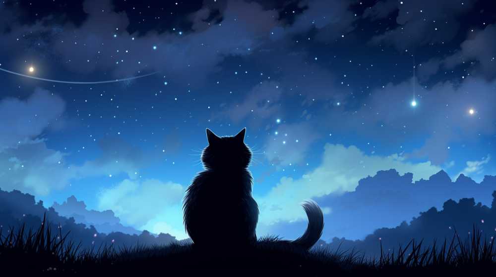 夜色下猫猫插画