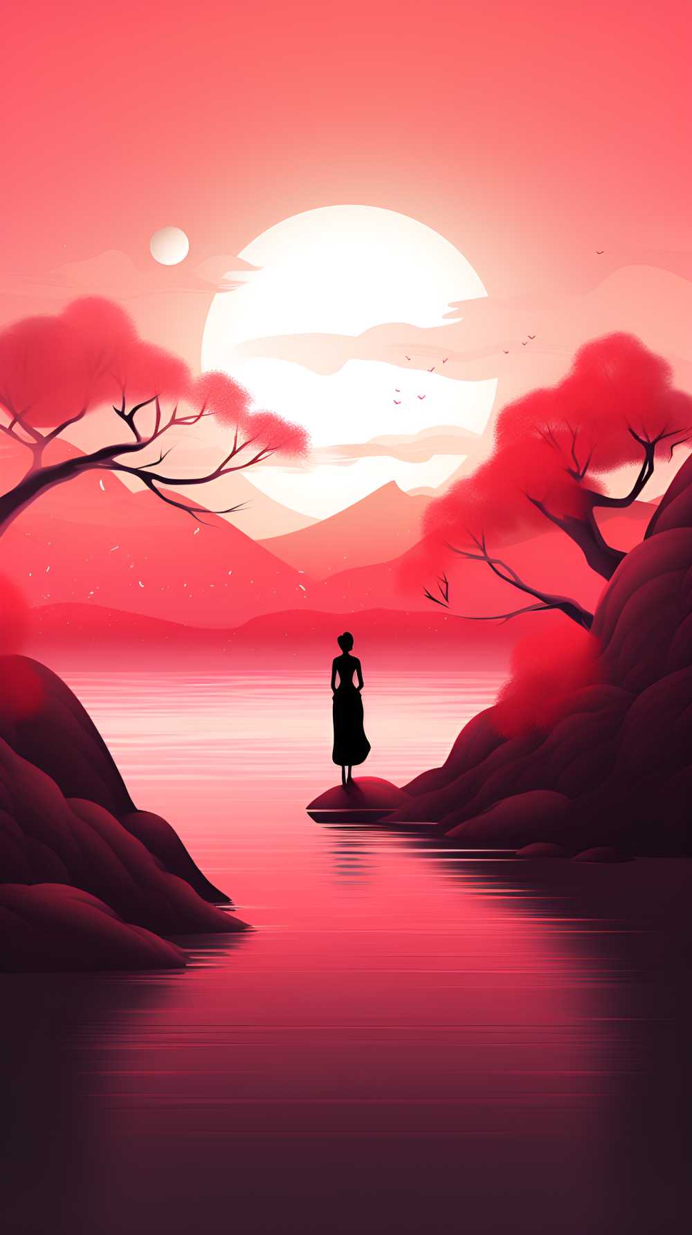 红色唯美背景意境