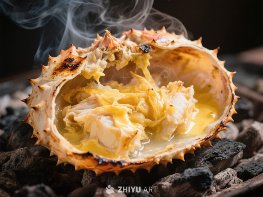 烤制中的刺壳海鲜，热气腾腾