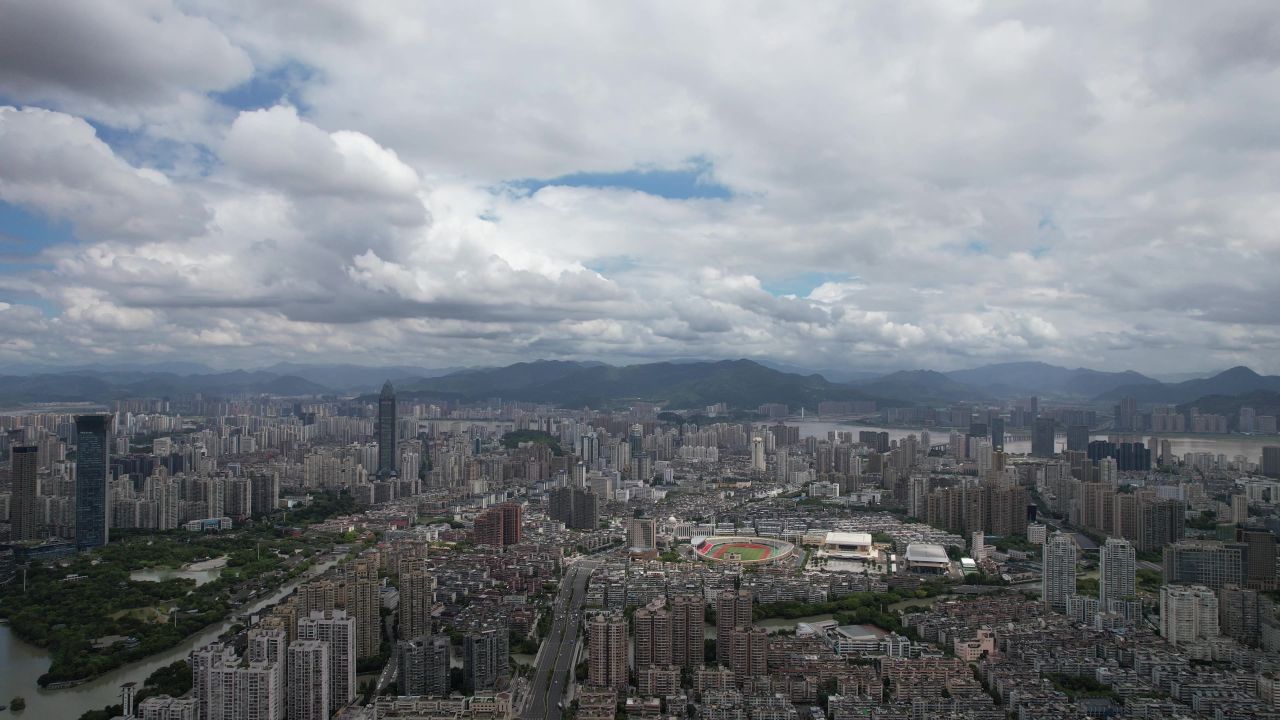 浙江温州城市风光航拍 