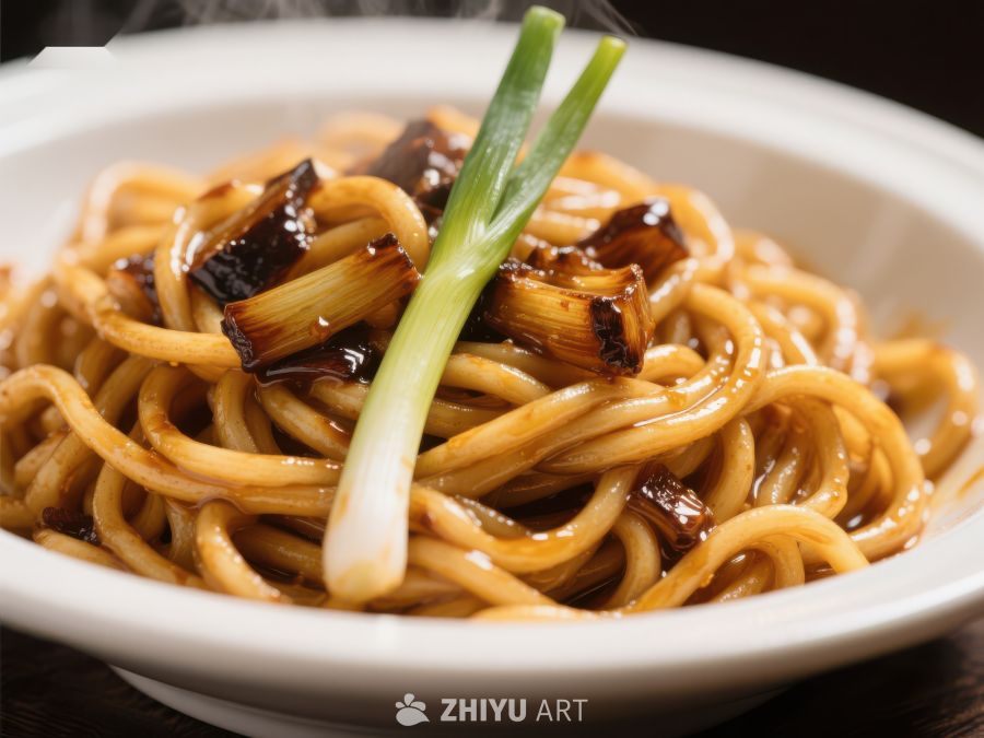 热腾腾的炒面配葱段 804