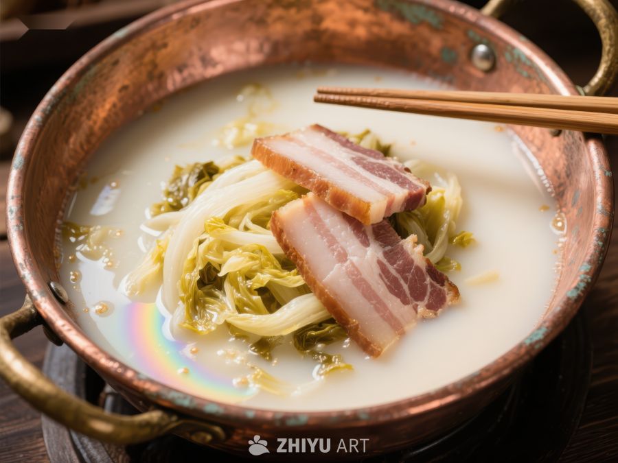 酸菜白肉锅，热气腾腾的美味 677