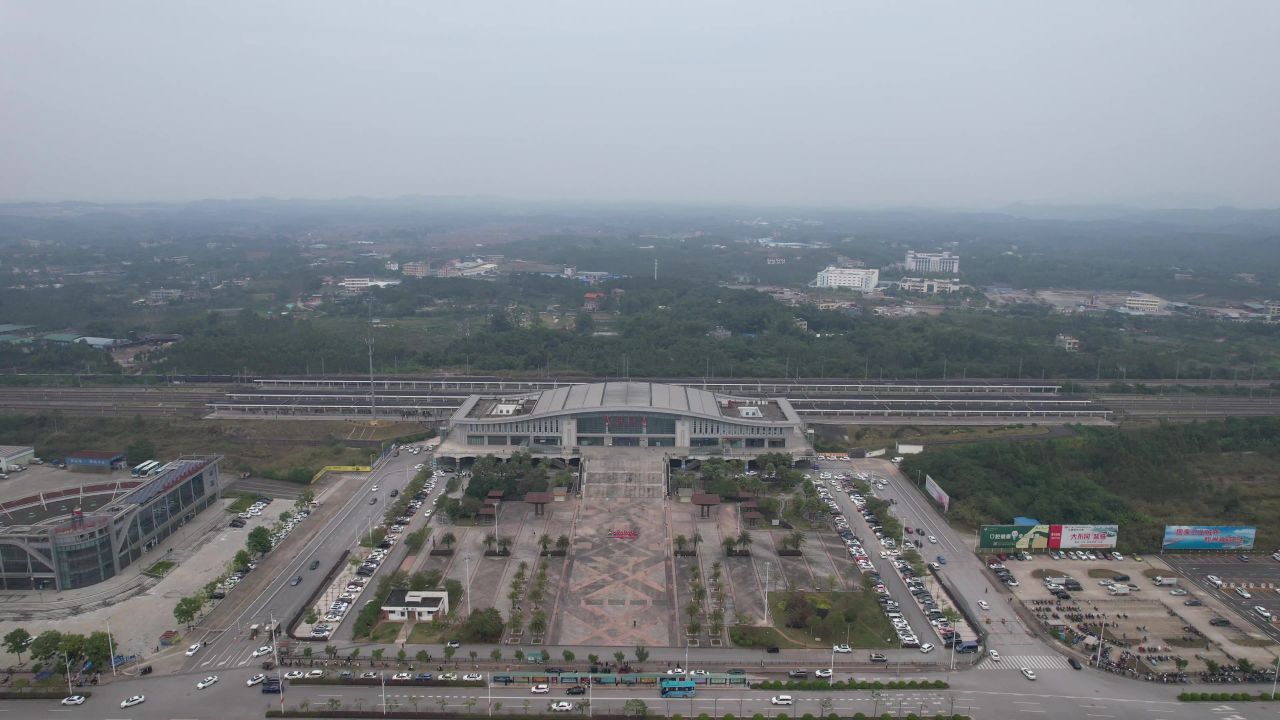广西钦州火车站钦州东站航拍