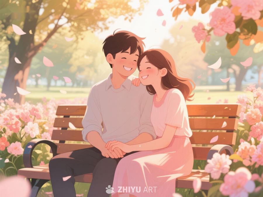 公园长椅上的甜蜜情侣 218
