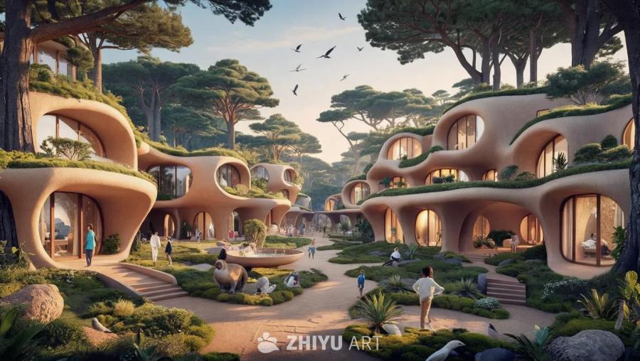 大约300座现代住宅面向一个高科技的鸟类研究园，该