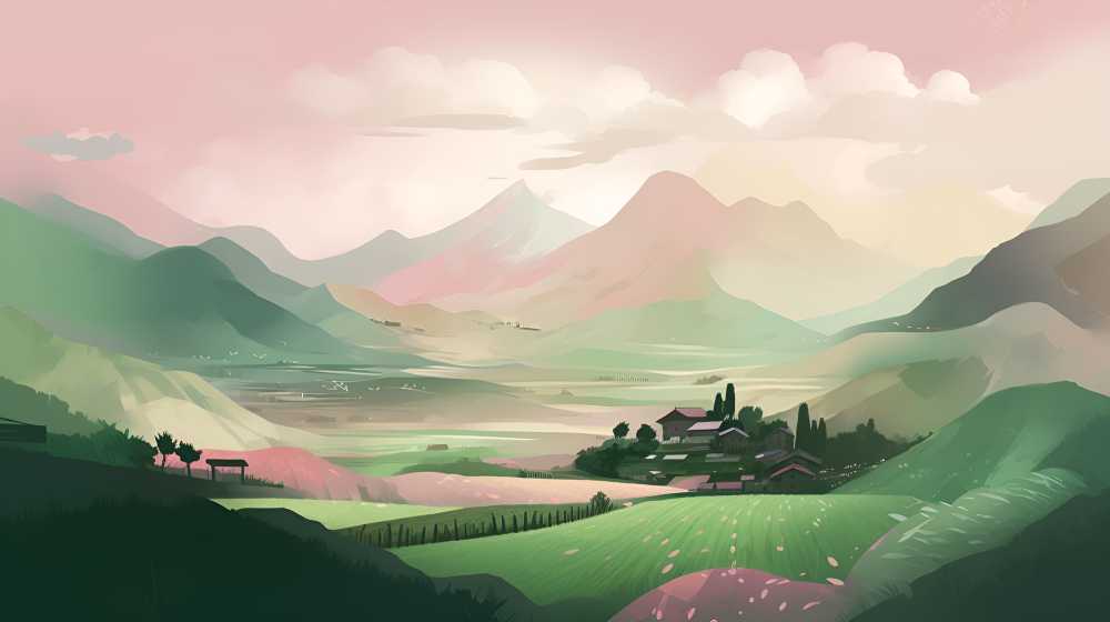 以山野为背景，怀旧意象风格