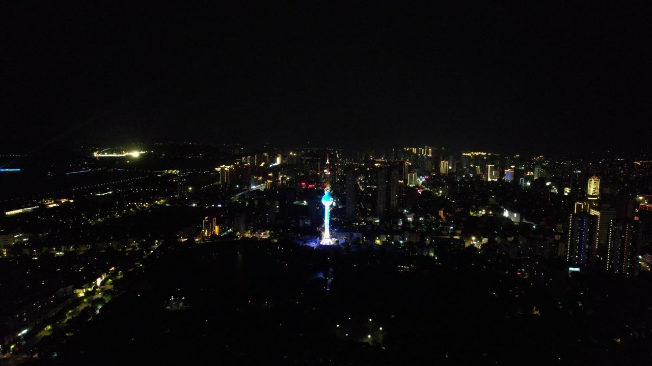 江苏徐州电视塔夜景航拍