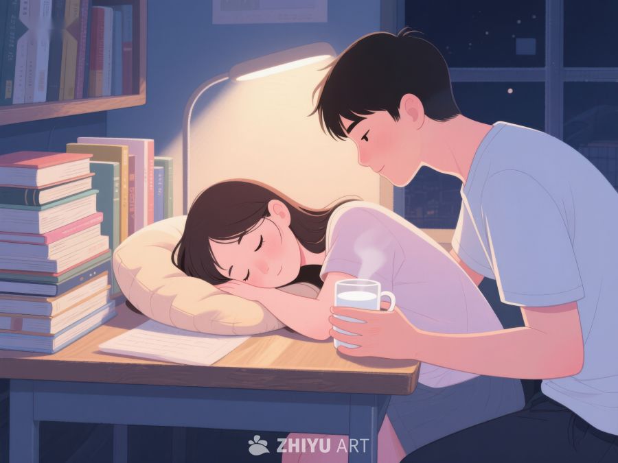 温馨夜读：男生为熟睡女生递上热饮 858
