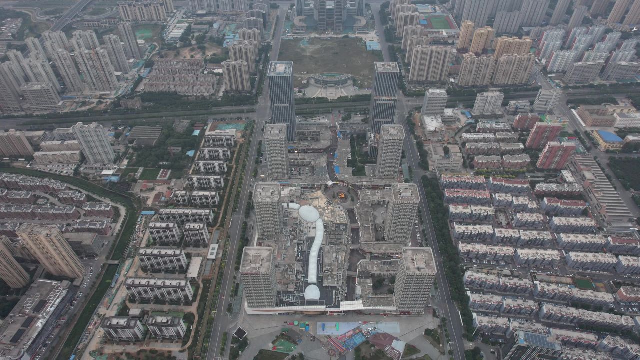 山东泰安城市风光航拍 