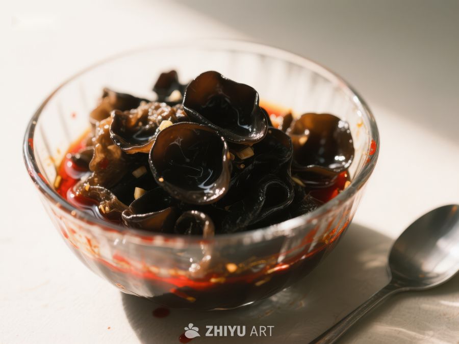 木耳拌菜，玻璃碗中盛放 621