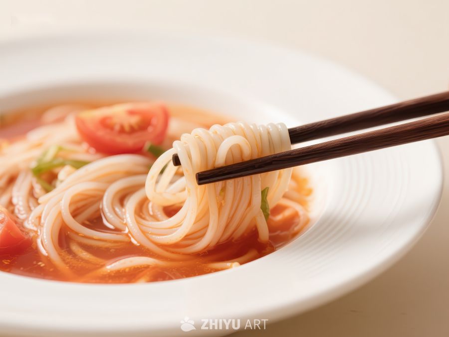 筷子夹起碗中的面条 726