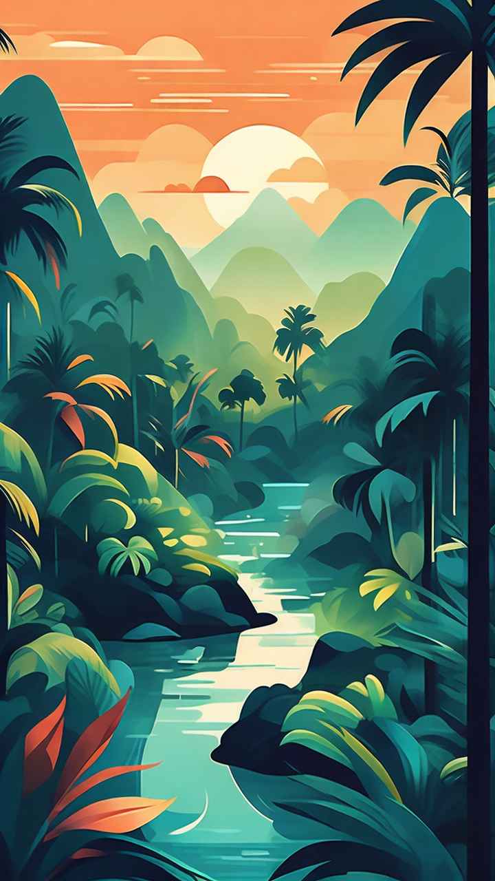 俯瞰热带雨林概念插画 7