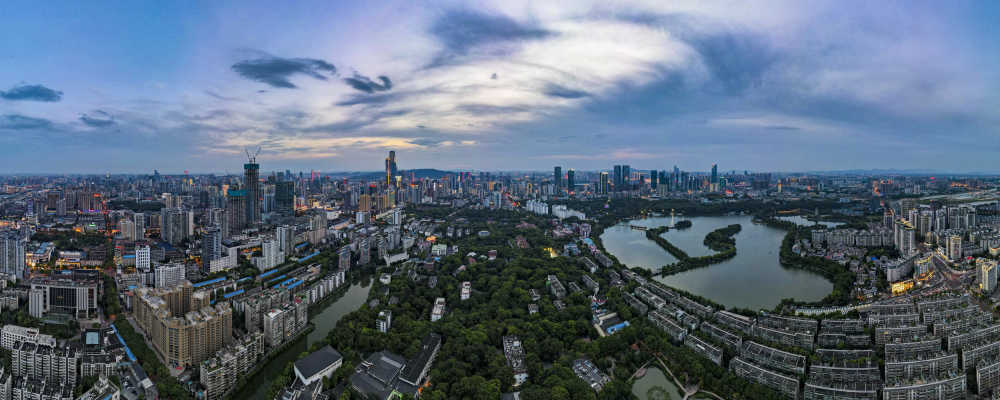 航拍湖南长沙城市全景图