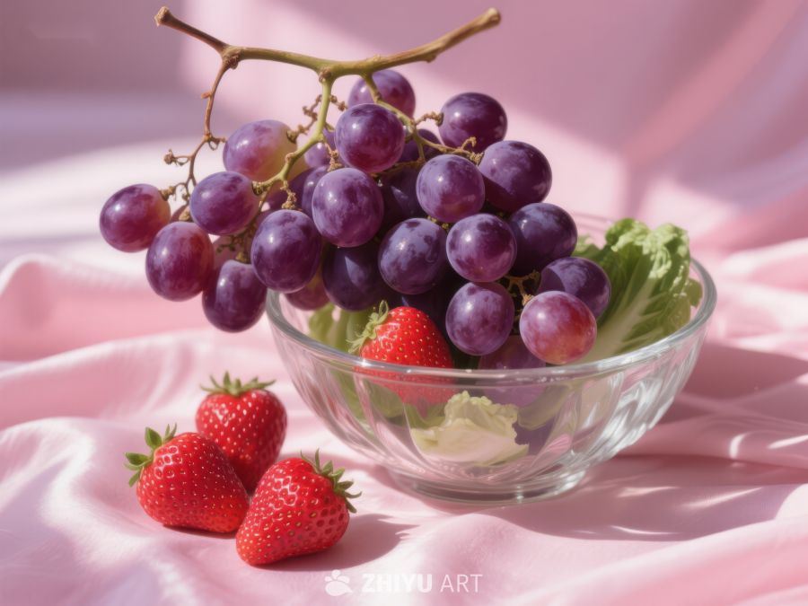 葡萄草莓与生菜的清新组合 294