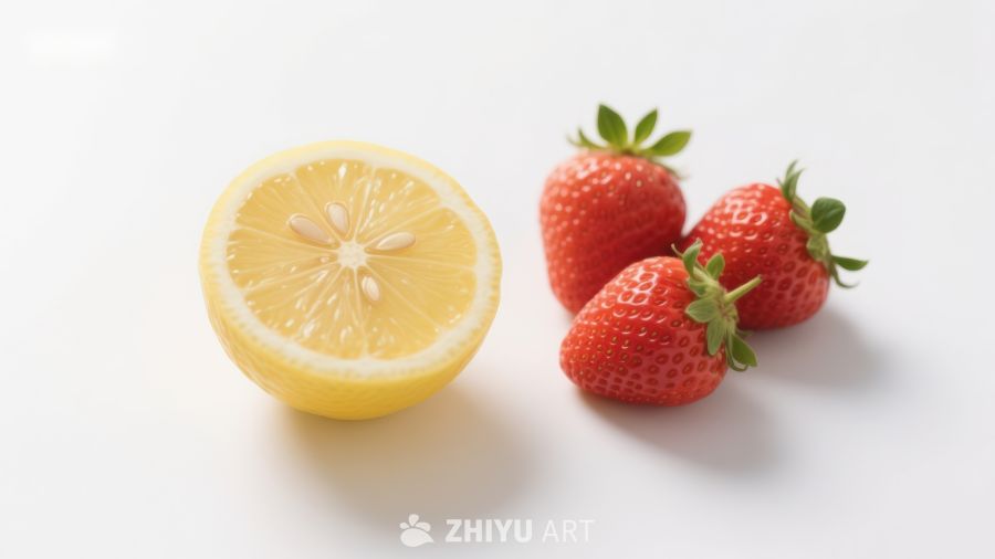 柠檬切片与草莓的清新组合