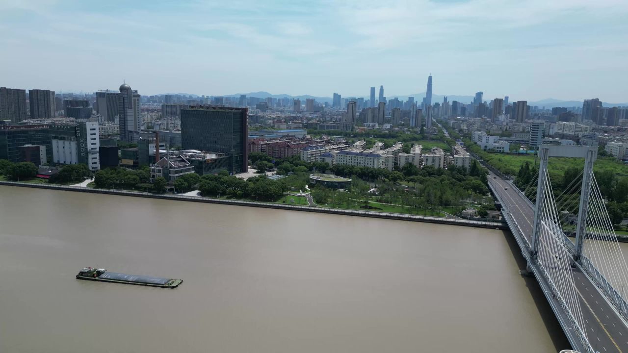 航拍浙江宁波城市风光宁波建设