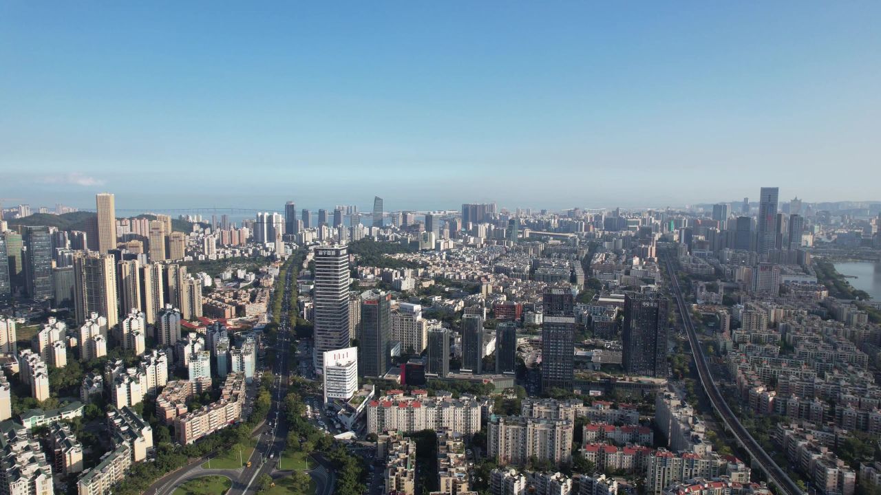 广东珠海城市风光航拍 