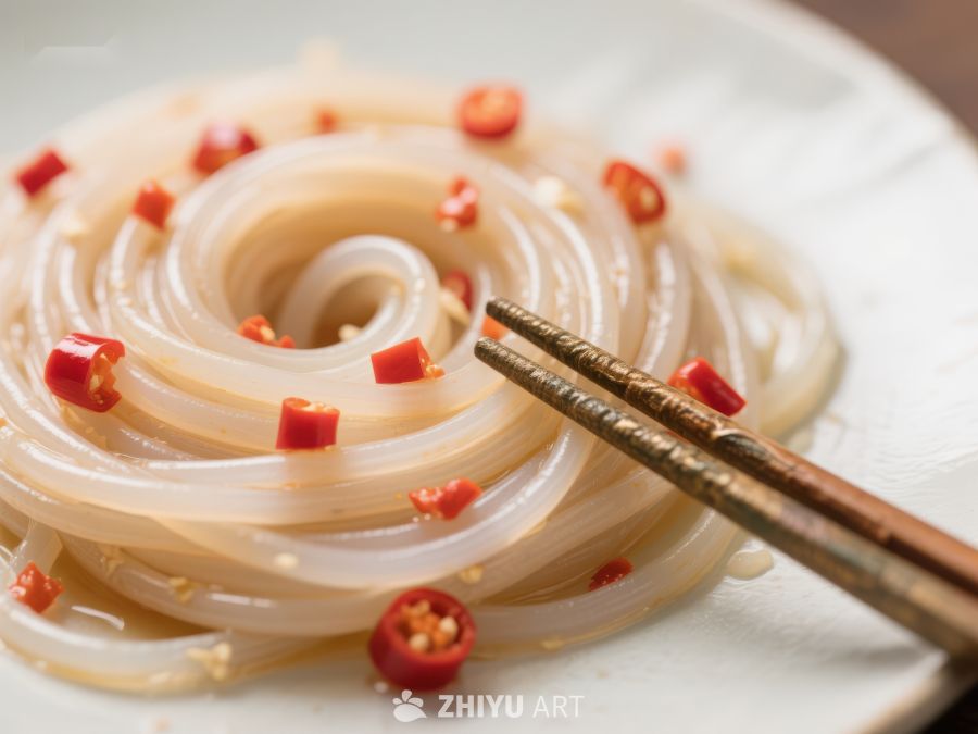 透明粉丝配红椒点缀 1464