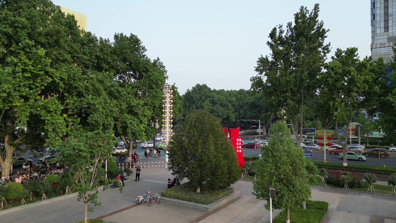河北邯郸城市建设高楼大厦交通航拍 