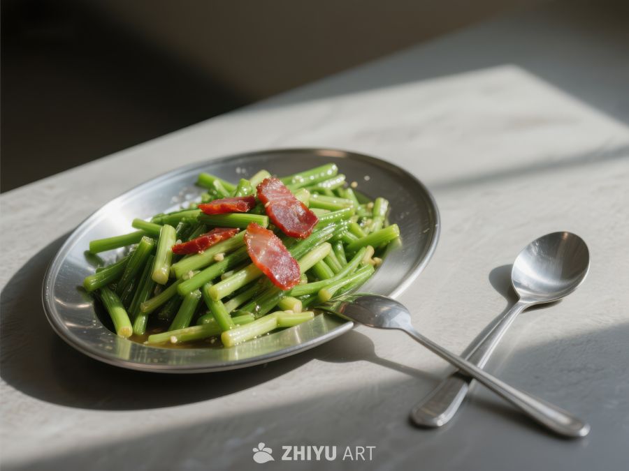 清炒豆角配培根，简约美食 694