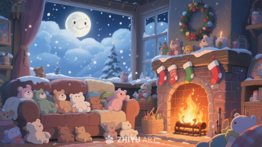 温馨圣诞夜，熊宝宝围炉共度 298