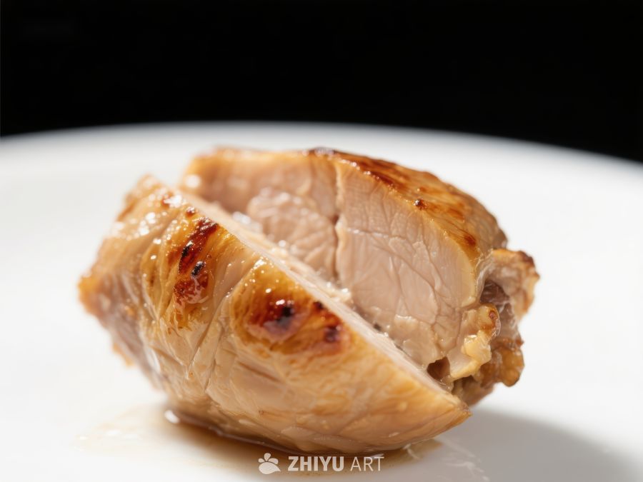 烤鸡胸肉切片特写