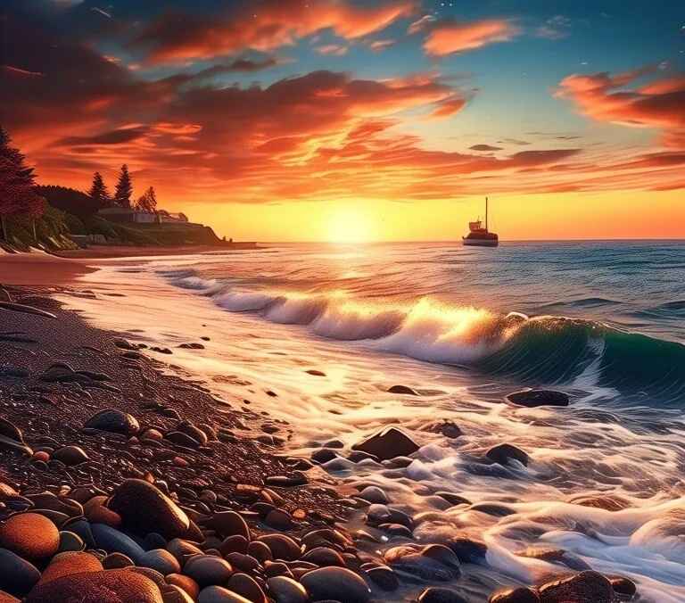 日落浪涌图