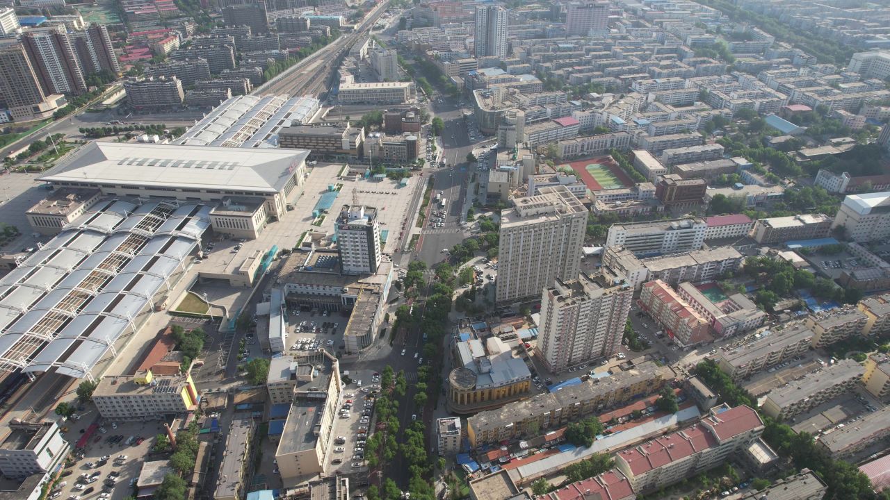 河北保定城市风光地标建筑航拍 