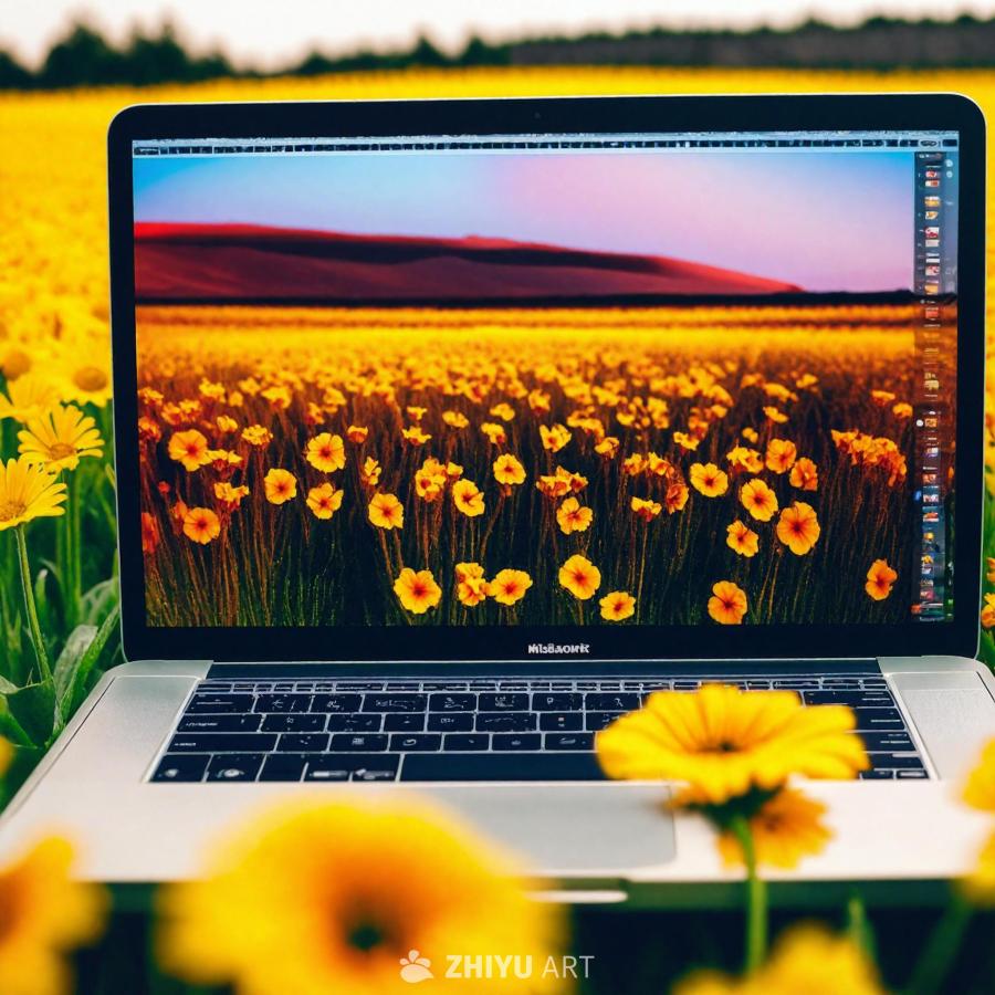 一台MacBook Pro笔记本电脑，其桌面壁纸是