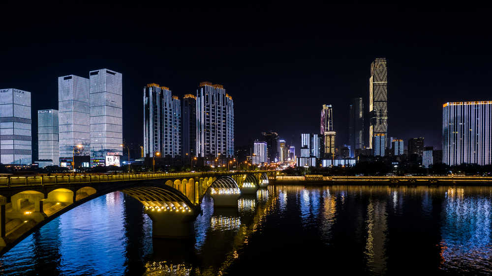 长沙城市夜景橘子洲大桥