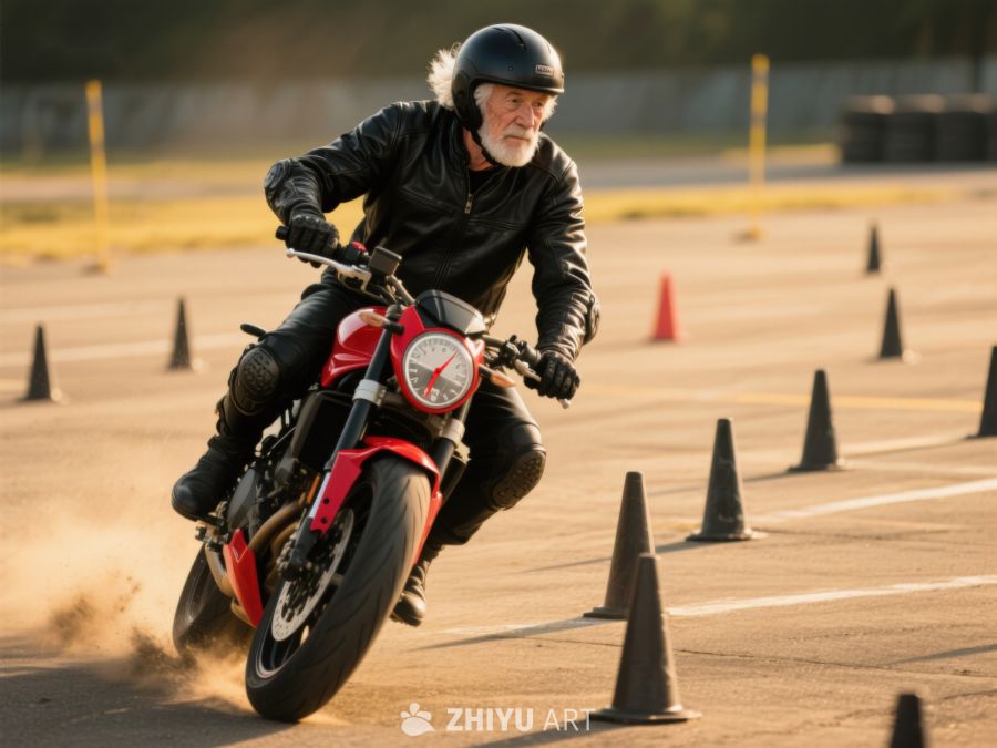 摩托车手绕锥训练 648