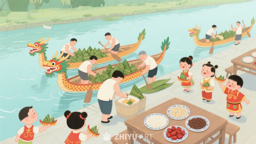 端午节龙舟竞渡与美食分享 61